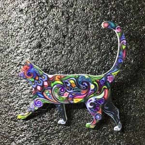 Acrylic Printed Cat Brooch